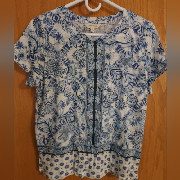Lucky Brand Blue and White Floral Blouse - Picture 1 of 3